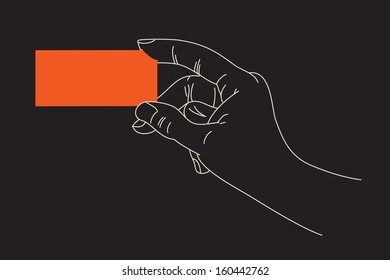business card in the hand on dark background,address template