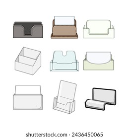 business card holder set cartoon. display brochure, table mock, tent blank business card holder sign. isolated symbol vector illustration