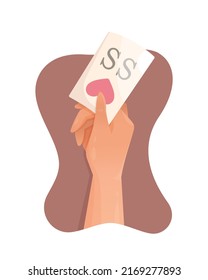 A business card in the human hand. 
