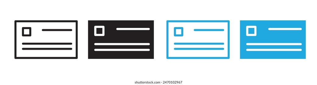 Business card icon depicting professional networking and contact sharing, suitable for corporate branding and personal marketing