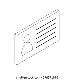 Business card icon, isometric 3d style