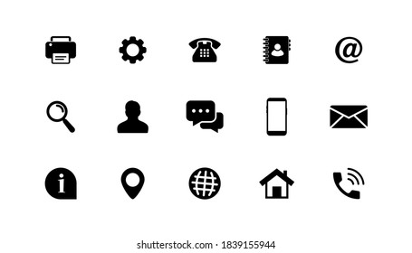 Business card icon set. Contact us. Name, mobile, location, place, phone, email, fax, web, contact us, information, communication vector icons. Information sign