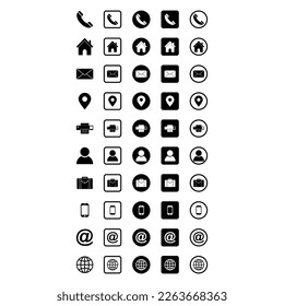 business card icon set, contact us icon set vector sign symbol