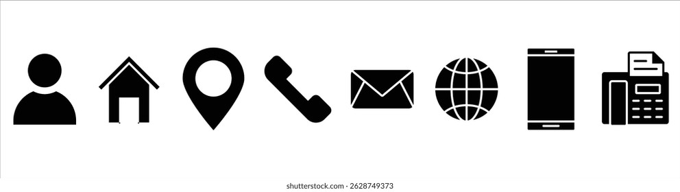 Business card icon set, contact information icon, Vector illustration.
