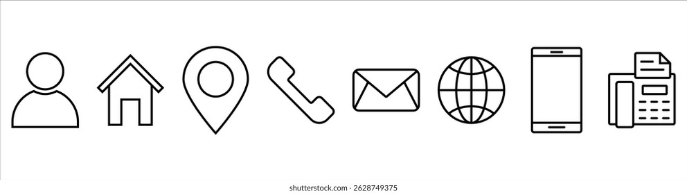 Business card icon set, contact information icon, Vector illustration.