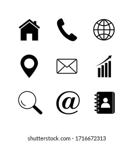 Business card icon set modern, contact symbol.