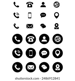 Business card icon set modern. contact symbol