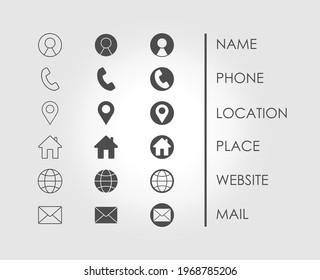 Business Card Icon Set. Simple vector symbols, EPS