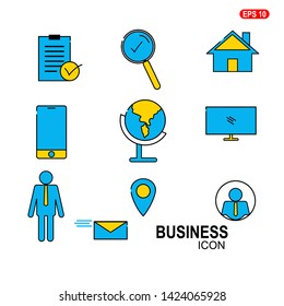 Business Card Icon Set. Vector minimal symbols