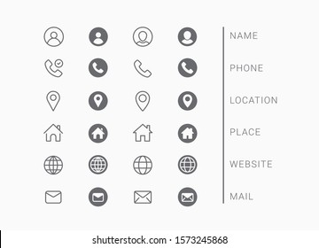 Business Card Icon Set. Vector minimal symbols - Shutterstock ID 1573245868