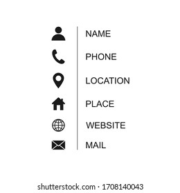 Business card icon set. Vector illustration isolated on white background.EPS 10.