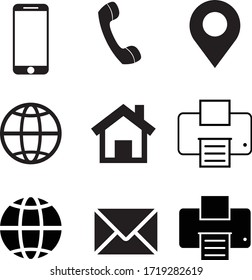 Juego de iconos de tarjeta de presentación. Ilustración del vector