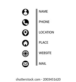 Juego de iconos de tarjeta de presentación. Símbolos mínimos del vector. Para aplicaciones y sitios web. Aislado en un fondo en blanco que se puede editar y cambiar de color.