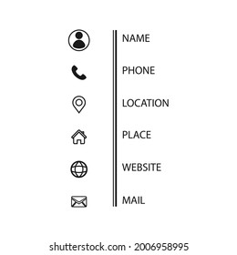 Business Card Icon Set. Vector minimal symbols. For apps and websites. Isolated on a blank background that can be edited and changed color.