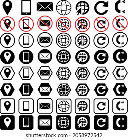 Business Card Icon Set. Vector minimal symbols. icons set