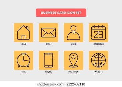 Icono de conjunto de iconos de tarjeta de presentación Ilustración vectorial