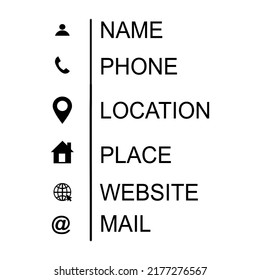 Business card icon set. Vector illustration isolated on white background