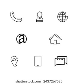 Visitenkarten-Symbolsatz. Minimale Vektorsymbole