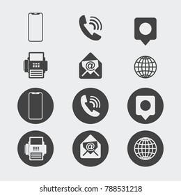 Business Card Icon Set. Web Icons.