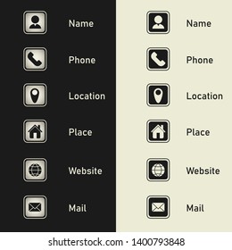 Business card icon vector set