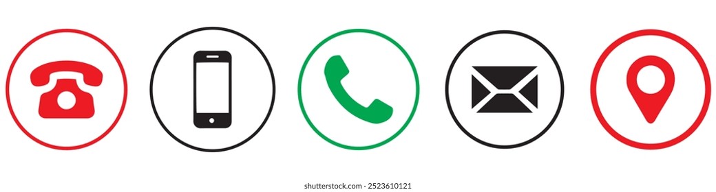 Visitenkartensymbol. Webvektorsatz. Symbol für Telefon, Telefon, Web, Nachricht und Computersymbol. Abbildung eps 10