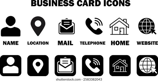 Business Card Icons Bundle Set