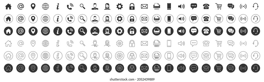 Iconos de tarjeta de visita. Nombre, Teléfono, Teléfono móvil, Ubicación, Lugar, Correo, Fax, Web. Contáctenos, Información, Comunicación. Ilustración vectorial para sitio web o aplicación móvil. Línea de trazo editable e iconos glifos