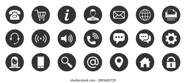 Iconos de tarjeta de visita. Nombre, Teléfono, Teléfono móvil, Ubicación, Lugar, Correo, Fax, Web. Contáctenos, Información, Comunicación. Ilustración vectorial para sitio web o aplicación móvil. Iconos De Glifo Relacionados Rellenables.