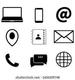 Business card icons set vector elements. Isolated vector illustration business icons.