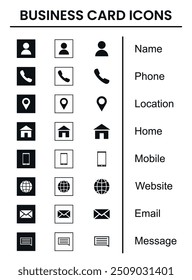 Business card icons vector art set