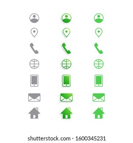 Business card icons, vector web contact information icon