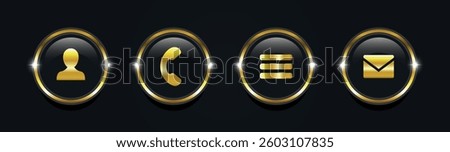 Business card icons. Website icons. Blck vector buttons.