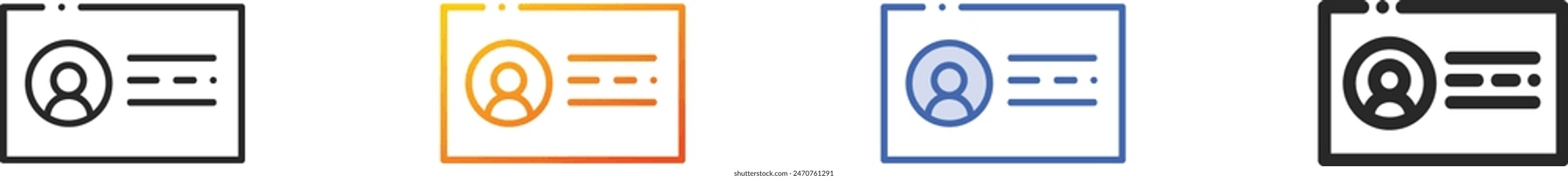 business card icon.Thin Linear, Gradient, Blue Stroke and bold Style Design Isolated On White Background