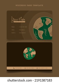 Business card or ID Card template for employee identity with earth in cartoon design