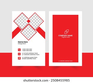 Business card with images in red color