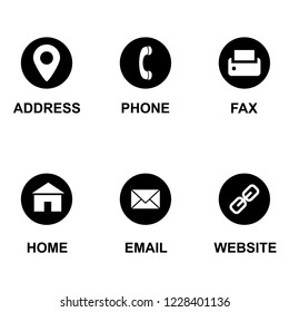 business card information icon set, vector icons for stationary and social media kit