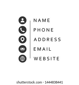 Business card information icon set template vector