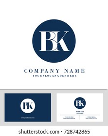 Business card and initial B & K logo template vector