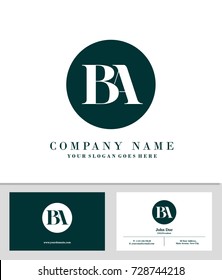 Business card and initial B & A logo template vector