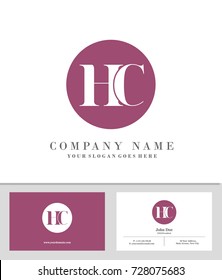 Business card and initial H & C logo template vector
