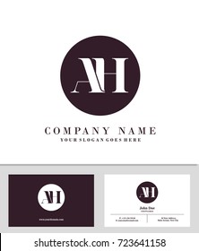 Business card and initial A & H logo template vector