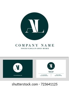 Business card and initial A & L logo template vector