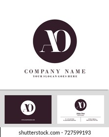 Business card and initial A and O logo template vector