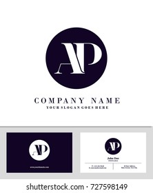 Business card and initial A and P logo template vector