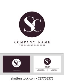 Business card and initial S & C logo template vector