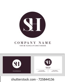 Business card and initial S & H logo template vector