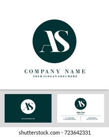Business card and initial A & S logo template vector