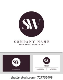 Business card and initial S & W logo template vector