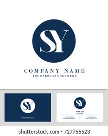 Business card and initial S & Y logo template vector