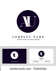 Business card and initial A & U logo template vector